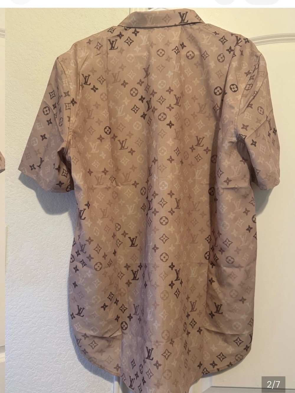 Louis Vuitton Men’s Short Sleeve Logo Print Shirt – Beige - Picture 3 of 7